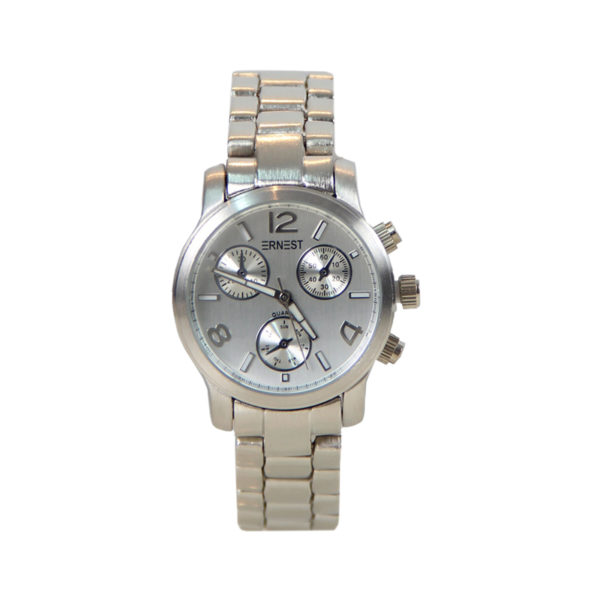 Ernest horloge zilver geborsteld staal met kleine klokje