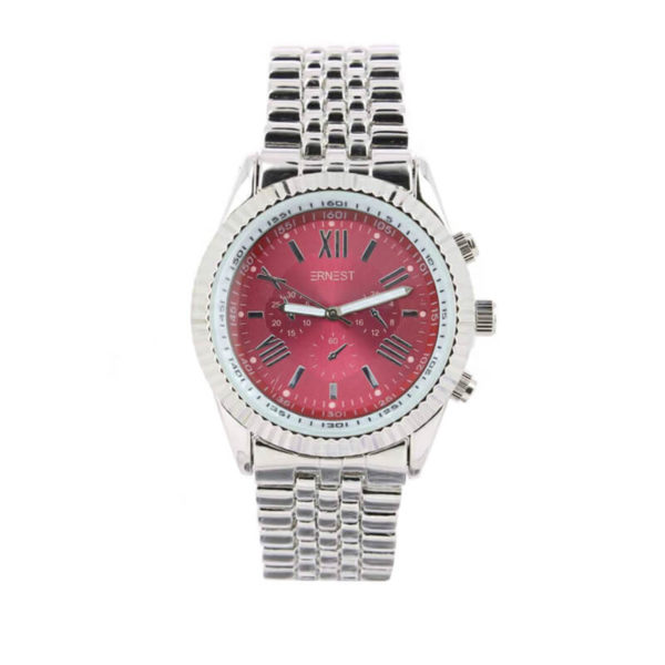 ernest-horloge-runway-zilver-red|ernest horloge pressley zilver rood |ernest horloge pressley zilver rood