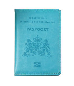 paspoorthoesje lichtblauw leer