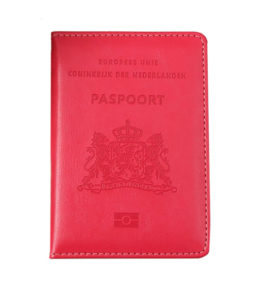 paspoorthoesje rose leer