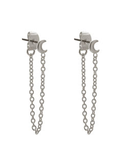oorbellen chain zilver moon